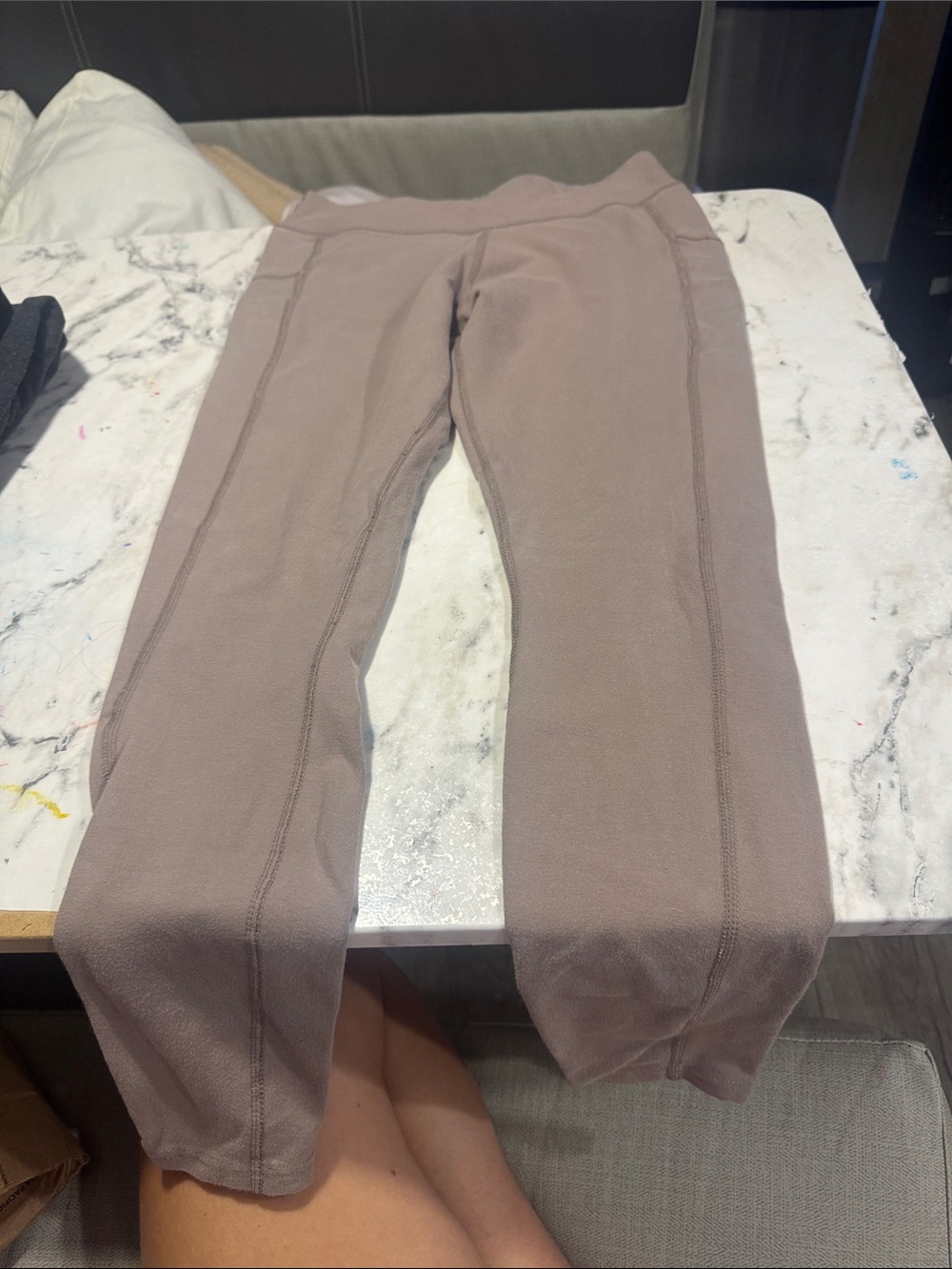 Women's Leggings - Soft Stretch Activewear mocha color with pockets